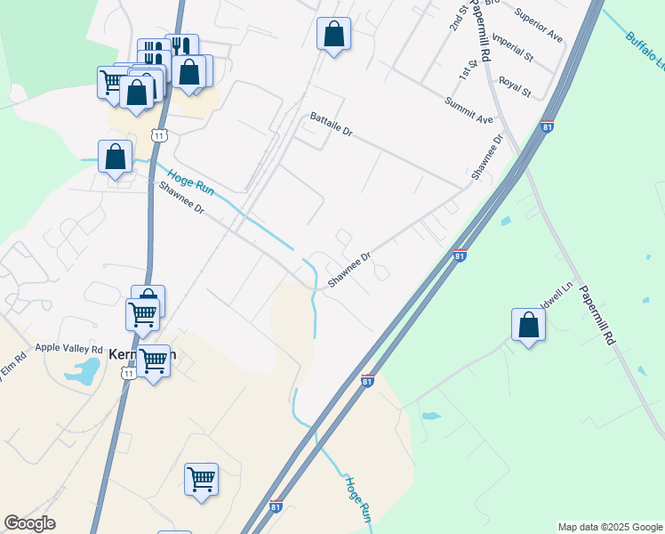 map of restaurants, bars, coffee shops, grocery stores, and more near 3078 Shawnee Drive in Winchester