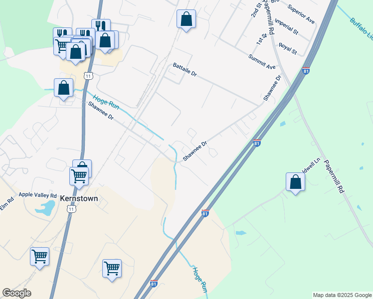 map of restaurants, bars, coffee shops, grocery stores, and more near 3078 Shawnee Drive in Winchester