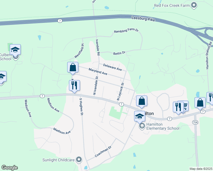 map of restaurants, bars, coffee shops, grocery stores, and more near 44 Sydnor Street in Hamilton