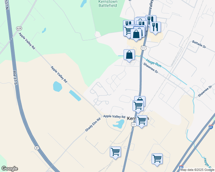 map of restaurants, bars, coffee shops, grocery stores, and more near 210 Crestwood Lane in Winchester