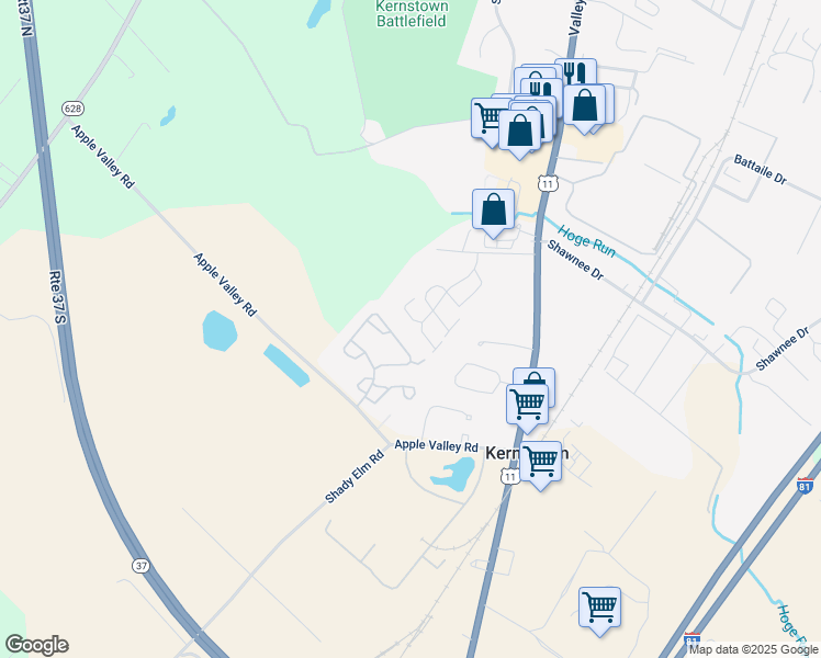 map of restaurants, bars, coffee shops, grocery stores, and more near 210 Crestwood Ln in Winchester