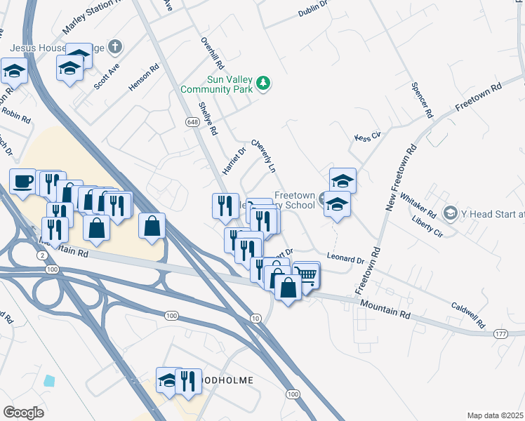 map of restaurants, bars, coffee shops, grocery stores, and more near 1110 Cedarcliff Drive in Glen Burnie