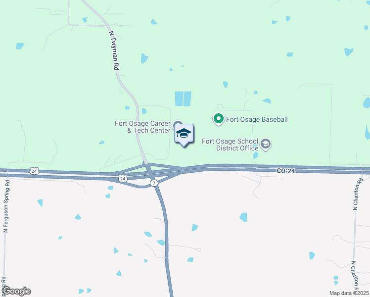 map of restaurants, bars, coffee shops, grocery stores, and more near 2207 North Twyman Road in Independence