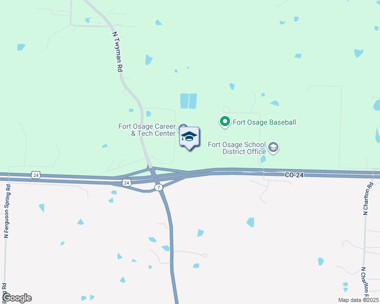 map of restaurants, bars, coffee shops, grocery stores, and more near 2101 North Twyman Road in Independence