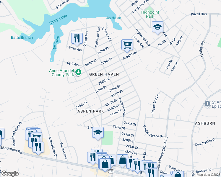 map of restaurants, bars, coffee shops, grocery stores, and more near 722 210th Street in Pasadena