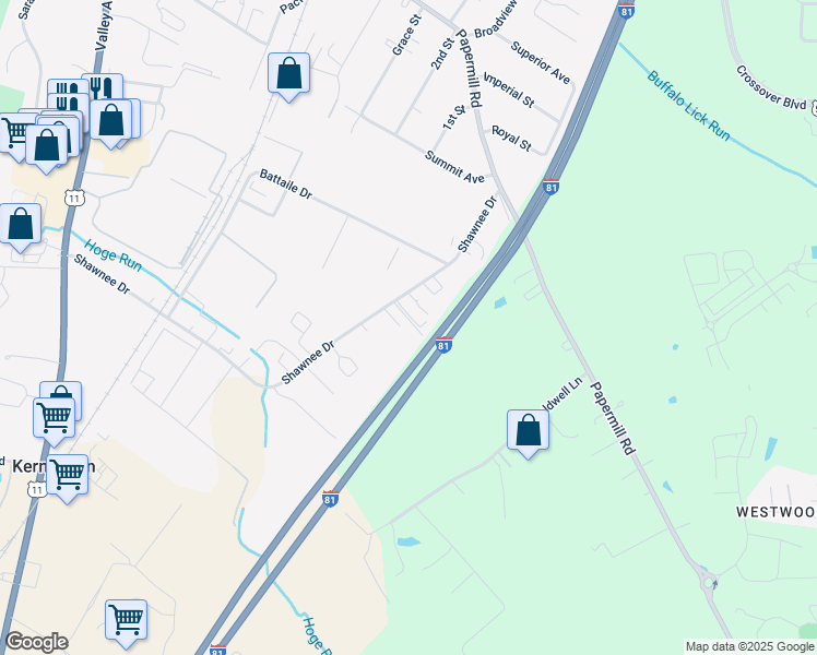 map of restaurants, bars, coffee shops, grocery stores, and more near 329 Judy Drive in Winchester