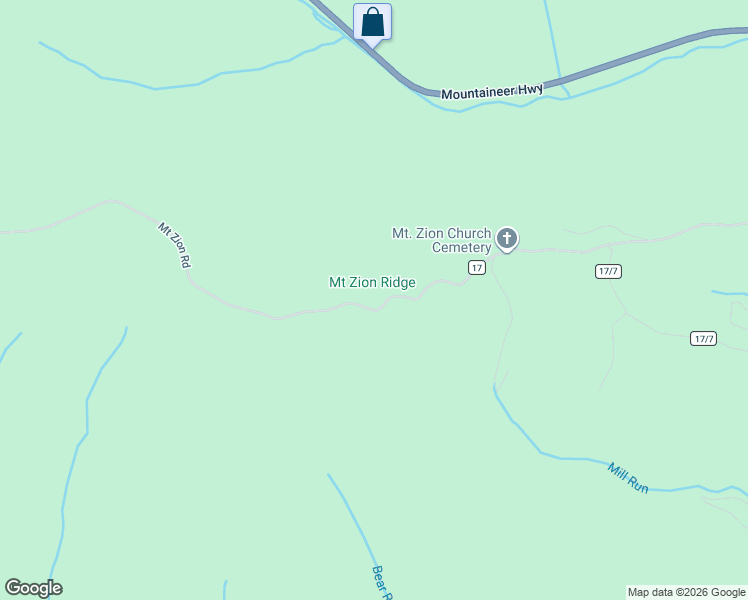 map of restaurants, bars, coffee shops, grocery stores, and more near 3100 Mount Zion Road in Parsons