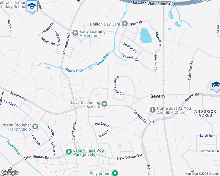 map of restaurants, bars, coffee shops, grocery stores, and more near 7841 Golden Pine Circle in Severn