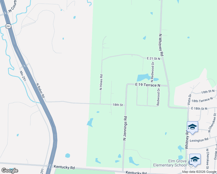 map of restaurants, bars, coffee shops, grocery stores, and more near 1904 North Kendall Road in Independence