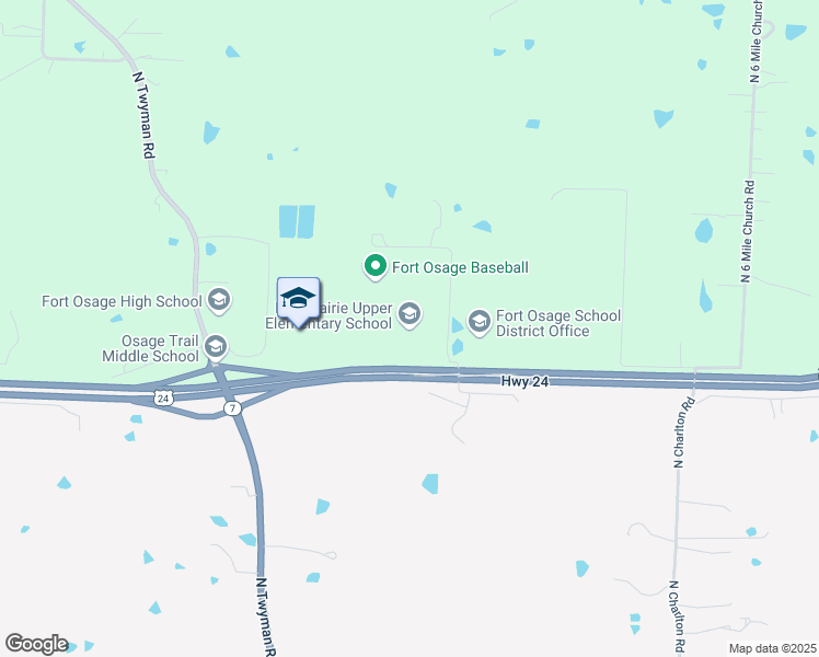 map of restaurants, bars, coffee shops, grocery stores, and more near 24810 North Twyman Road in Independence