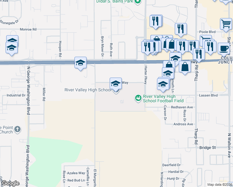 map of restaurants, bars, coffee shops, grocery stores, and more near 801 El Margarita Road in Yuba City