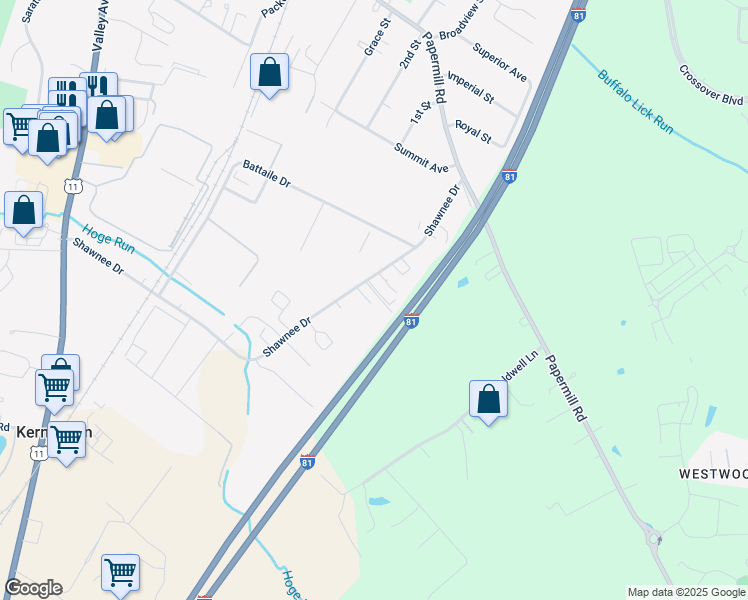map of restaurants, bars, coffee shops, grocery stores, and more near 329 Judy Drive in Winchester