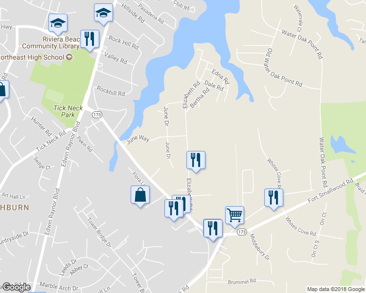 map of restaurants, bars, coffee shops, grocery stores, and more near 7904 Elizabeth Road in Pasadena