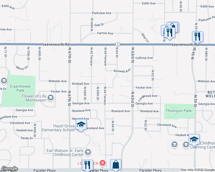 map of restaurants, bars, coffee shops, grocery stores, and more near 6409 Yecker Avenue in Kansas City