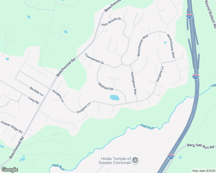 map of restaurants, bars, coffee shops, grocery stores, and more near 5027 Midfield Road in Cincinnati