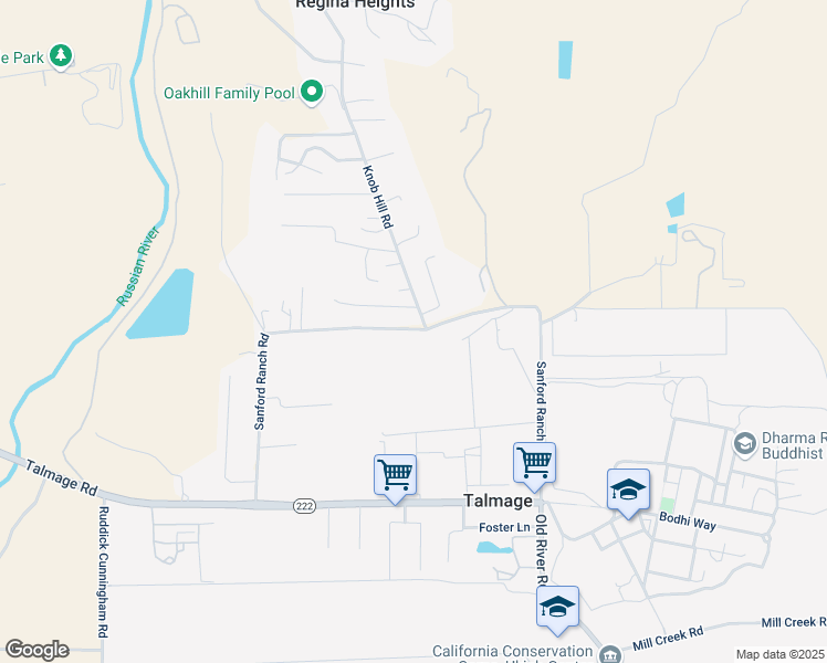 map of restaurants, bars, coffee shops, grocery stores, and more near 1490 Knob Hill Road in Ukiah