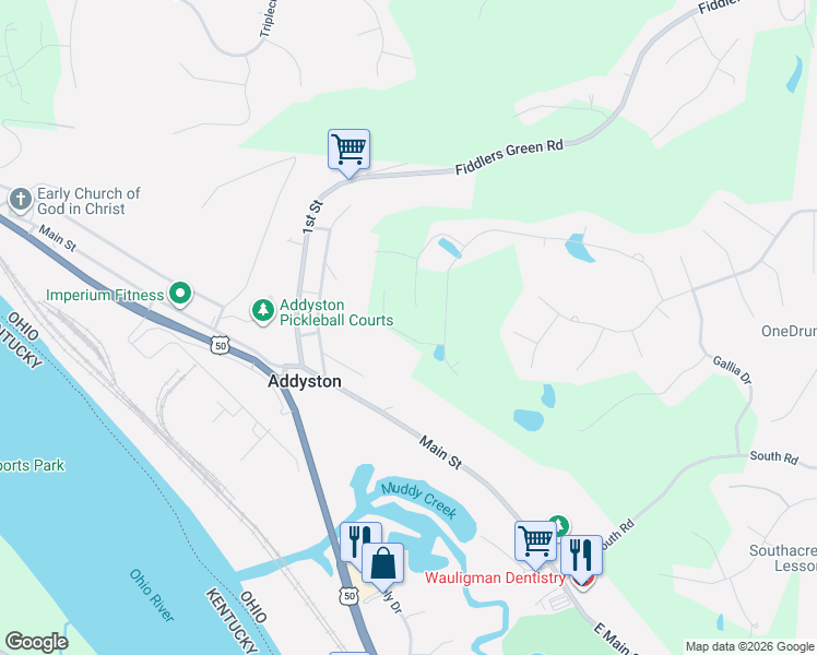 map of restaurants, bars, coffee shops, grocery stores, and more near Gross Lane in Cincinnati