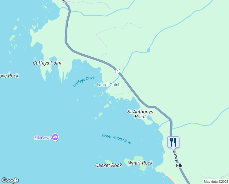 map of restaurants, bars, coffee shops, grocery stores, and more near 5250 California 1 in Elk