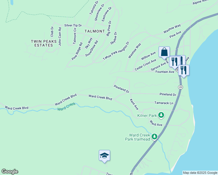 map of restaurants, bars, coffee shops, grocery stores, and more near in Tahoe City