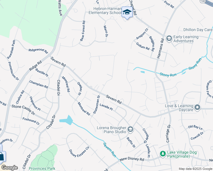 map of restaurants, bars, coffee shops, grocery stores, and more near 1796 Cedar Drive in Severn