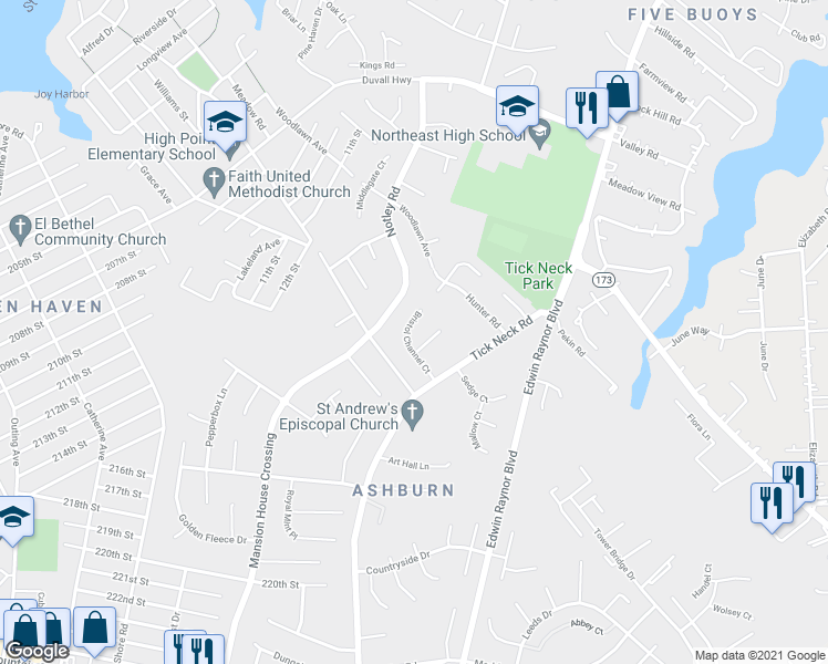 map of restaurants, bars, coffee shops, grocery stores, and more near 2913 Bristol Channel Court in Pasadena