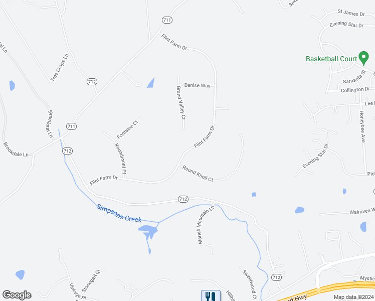 map of restaurants, bars, coffee shops, grocery stores, and more near 17300 Flint Farm Drive in Round Hill