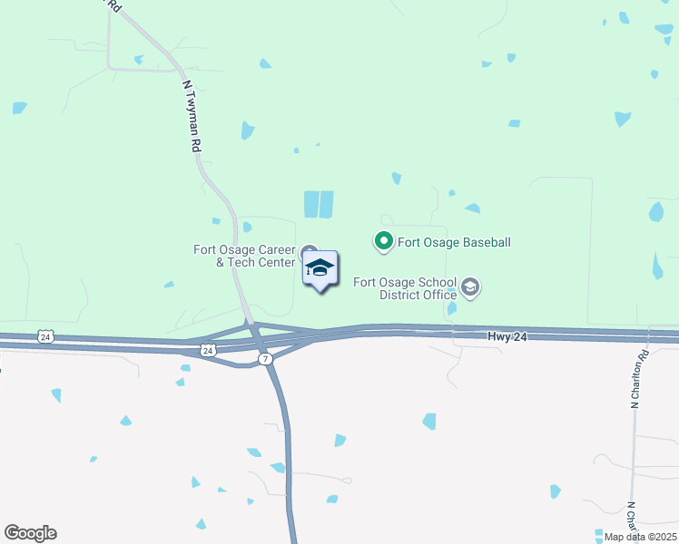 map of restaurants, bars, coffee shops, grocery stores, and more near 2207 North Twyman Road in Independence