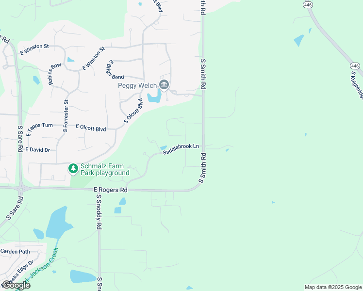 map of restaurants, bars, coffee shops, grocery stores, and more near 3639-3699 Saddlebrook Lane in Bloomington