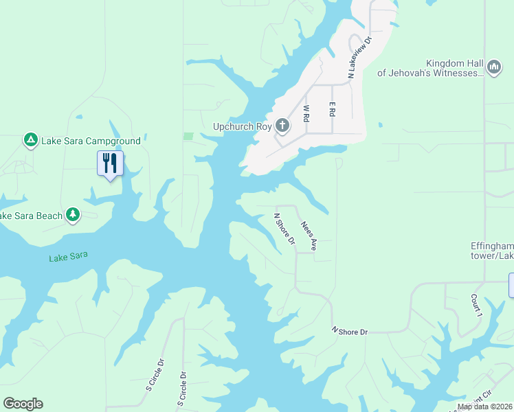 map of restaurants, bars, coffee shops, grocery stores, and more near 9380 Court 11 in Effingham