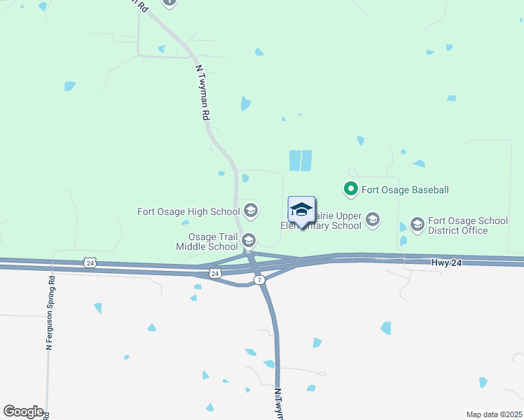 map of restaurants, bars, coffee shops, grocery stores, and more near 2101 North Twyman Road in Independence