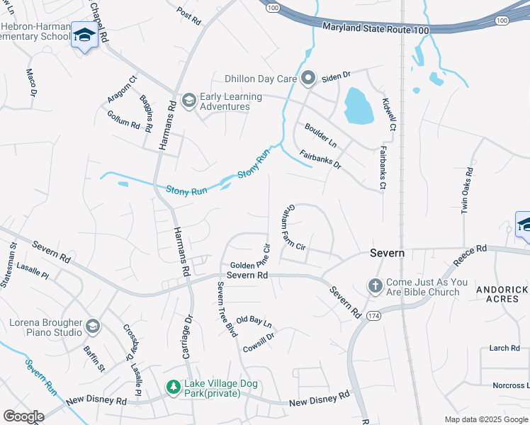map of restaurants, bars, coffee shops, grocery stores, and more near 7850 Golden Pine Circle in Severn