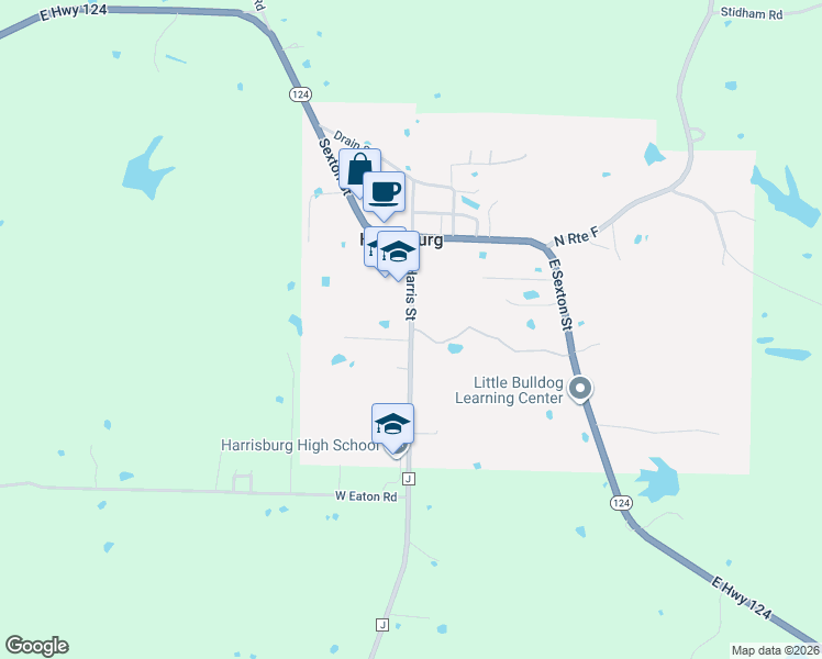 map of restaurants, bars, coffee shops, grocery stores, and more near 233 South Harris Street in Harrisburg