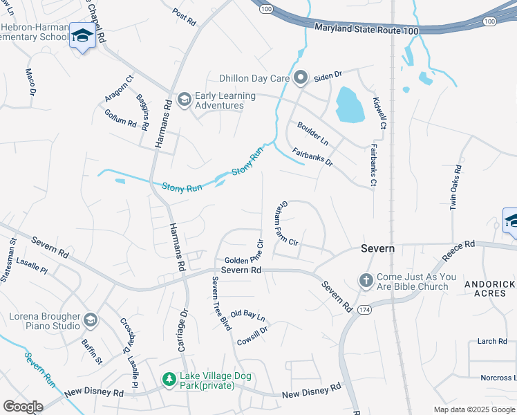 map of restaurants, bars, coffee shops, grocery stores, and more near 7850 Golden Pine Circle in Severn