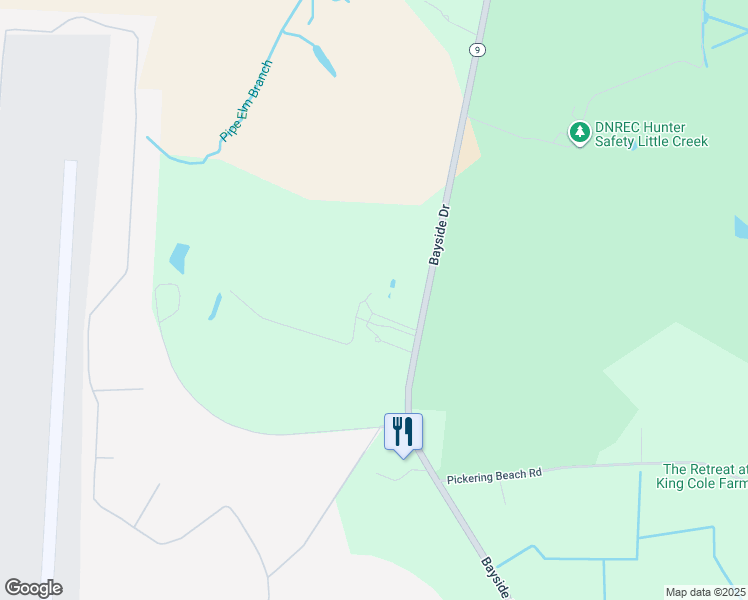 map of restaurants, bars, coffee shops, grocery stores, and more near 2479 Bayside Drive in Dover