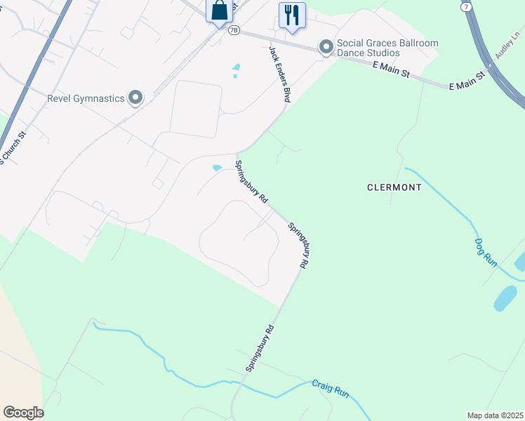 map of restaurants, bars, coffee shops, grocery stores, and more near 701 Mcguire Circle in Berryville