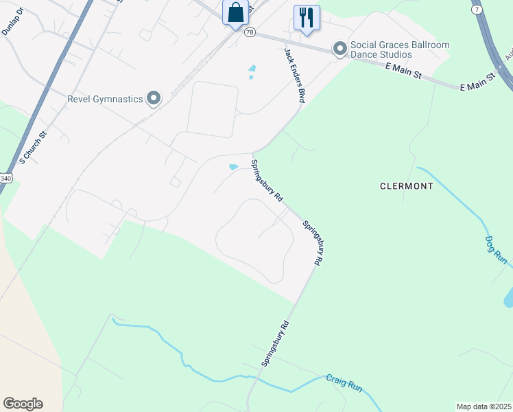 map of restaurants, bars, coffee shops, grocery stores, and more near 714 Mcguire Circle in Berryville