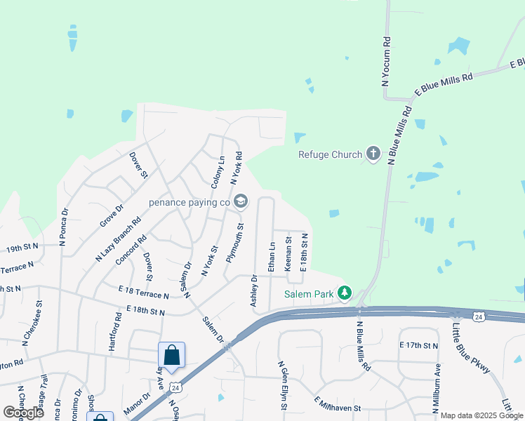 map of restaurants, bars, coffee shops, grocery stores, and more near 2010 Ashley Drive in Independence