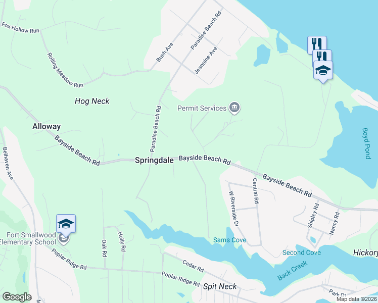 map of restaurants, bars, coffee shops, grocery stores, and more near 1810 Bayside Beach Road in Pasadena