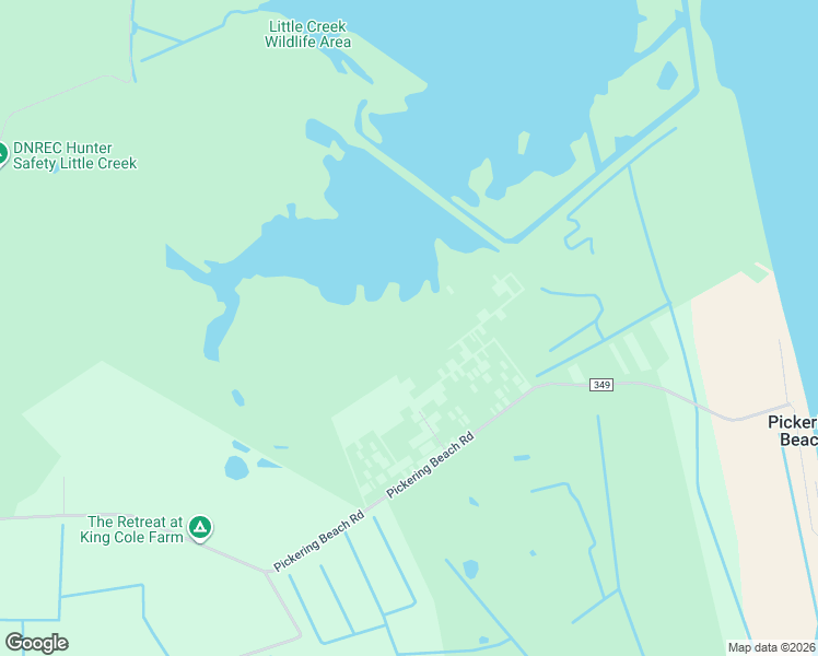 map of restaurants, bars, coffee shops, grocery stores, and more near 1557 Pickering Beach Road in Dover