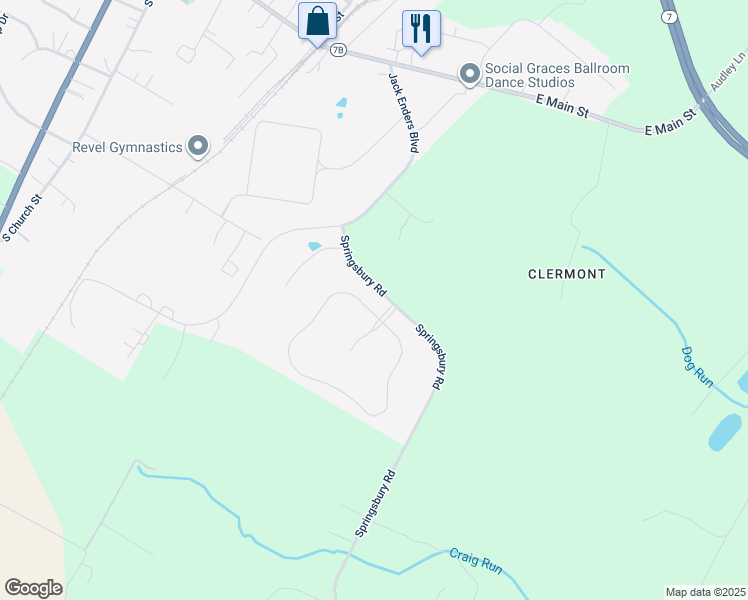 map of restaurants, bars, coffee shops, grocery stores, and more near 705 McGuire Circle in Berryville