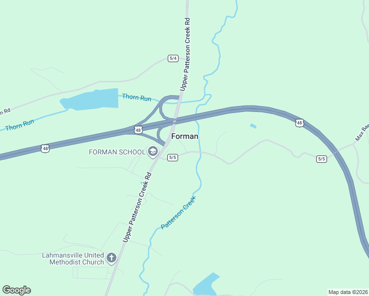 map of restaurants, bars, coffee shops, grocery stores, and more near 7032 Upper Patterson Creek Road in Lahmansville