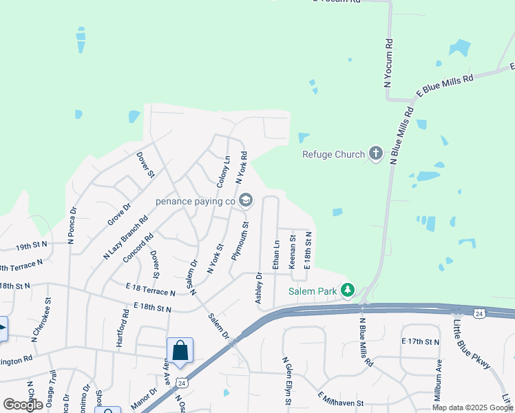 map of restaurants, bars, coffee shops, grocery stores, and more near 2010 Ashley Drive in Independence