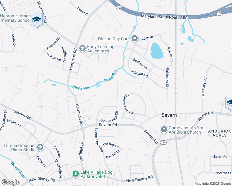 map of restaurants, bars, coffee shops, grocery stores, and more near 7854 Golden Pine Circle in Severn