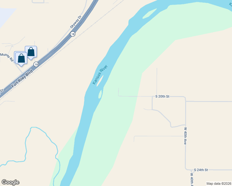 map of restaurants, bars, coffee shops, grocery stores, and more near 3960 South 20th Street in Manhattan