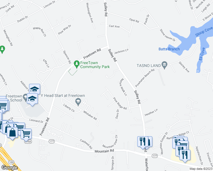 map of restaurants, bars, coffee shops, grocery stores, and more near 8052 Pine Ridge Road in Pasadena