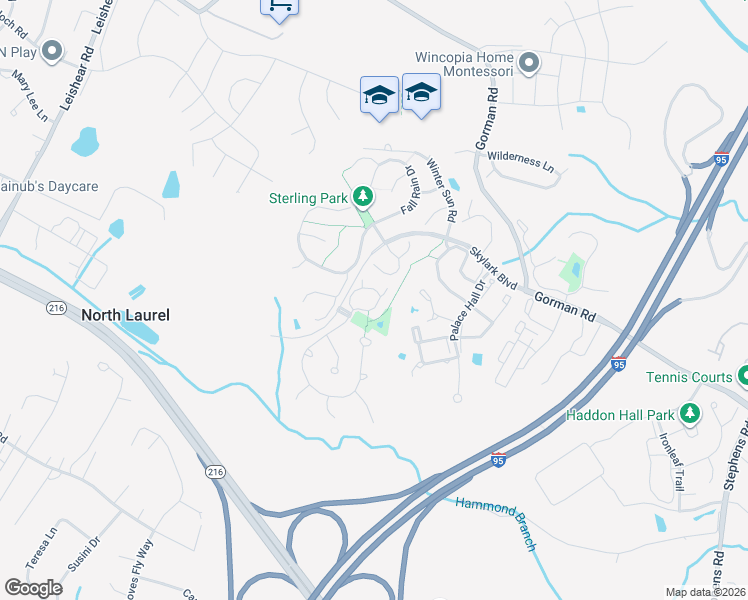 map of restaurants, bars, coffee shops, grocery stores, and more near 8427 Charmed Days in Laurel