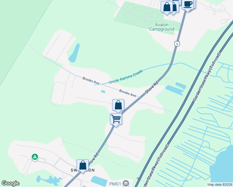 map of restaurants, bars, coffee shops, grocery stores, and more near 19 Brooks Avenue in Middle Township