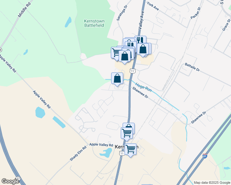 map of restaurants, bars, coffee shops, grocery stores, and more near 101 Rosewood Lane in Winchester