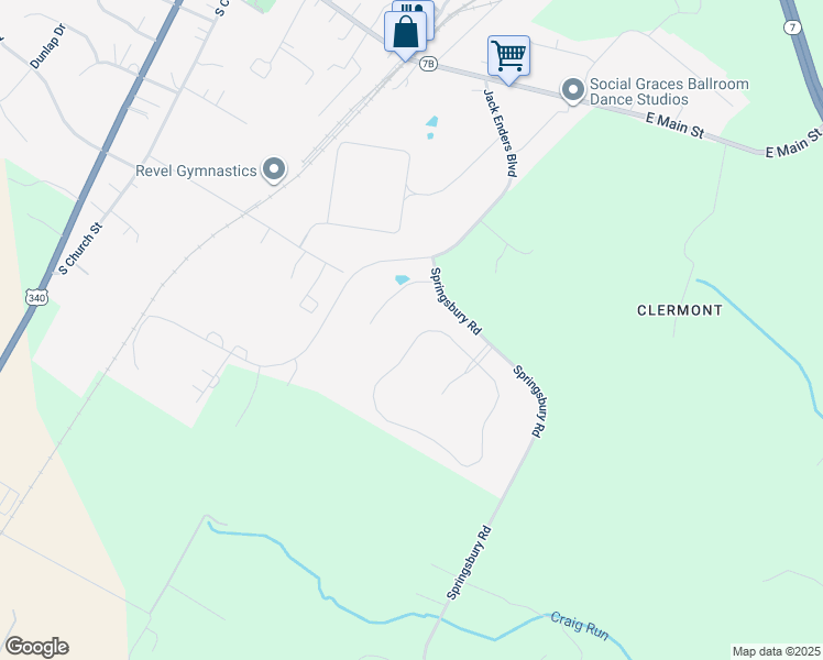 map of restaurants, bars, coffee shops, grocery stores, and more near 725 Mcguire Circle in Berryville