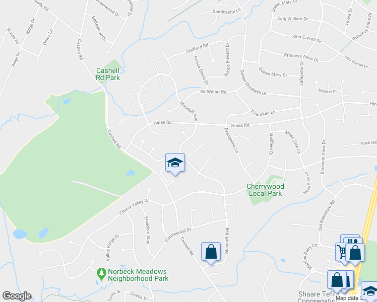 map of restaurants, bars, coffee shops, grocery stores, and more near 4229 Thorncroft Terrace in Olney